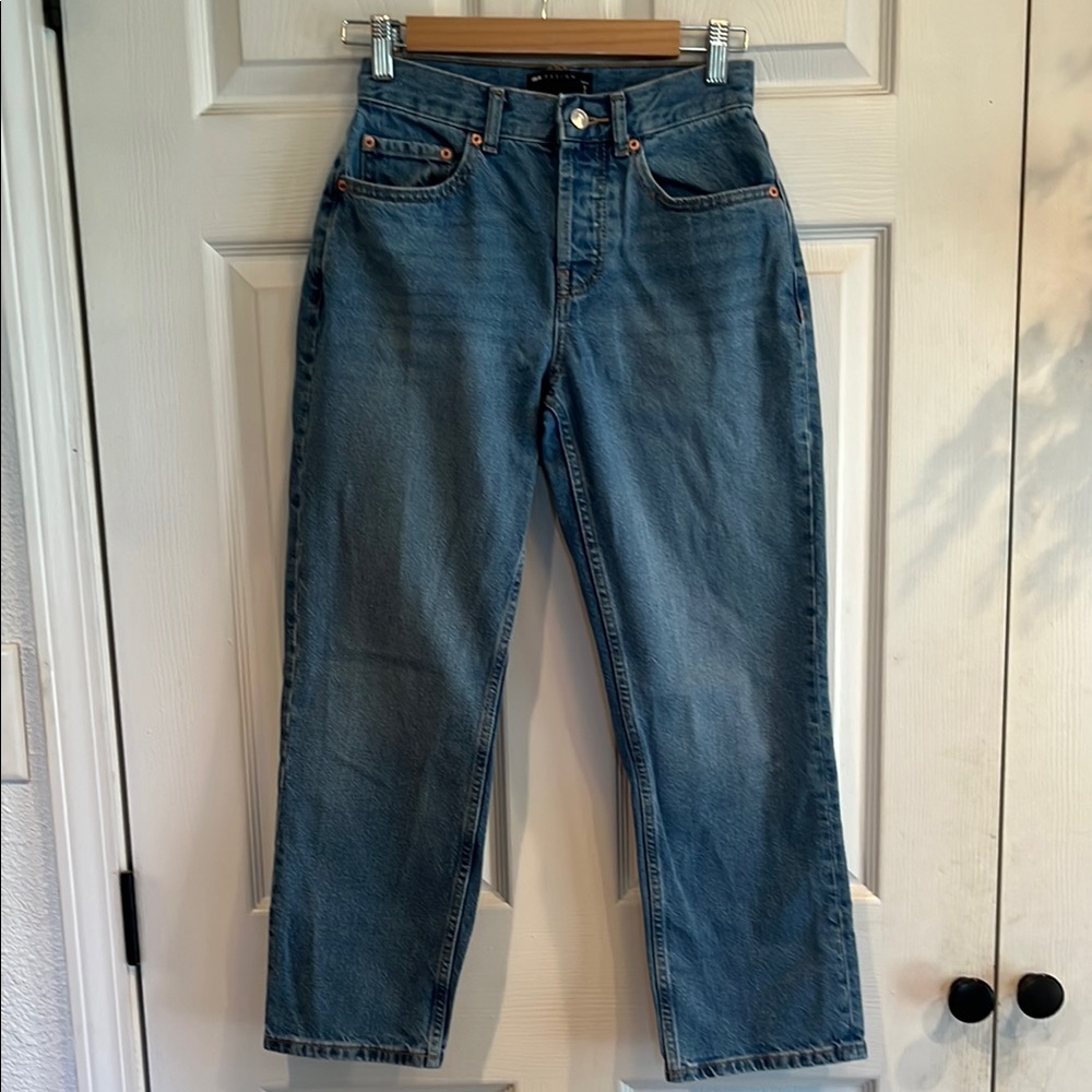 ASOS Petite Blue Straight-Leg Jeans High-Waisted